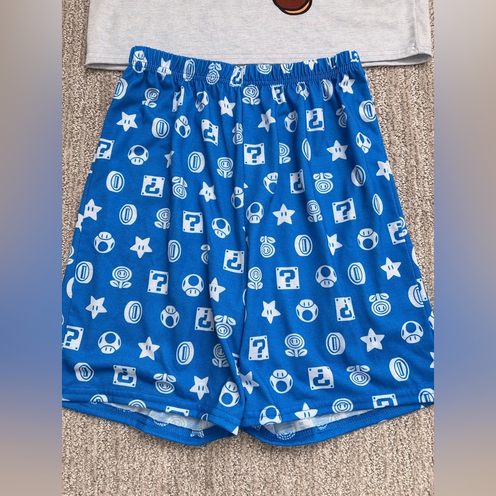Nintendo Super Mario Kids Pajama Set - Gray and Blue (Boys large 10/12) - Picture 2 of 3